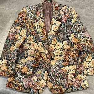 Vintage Tapestry Blazer Floral Short Waist Jacket